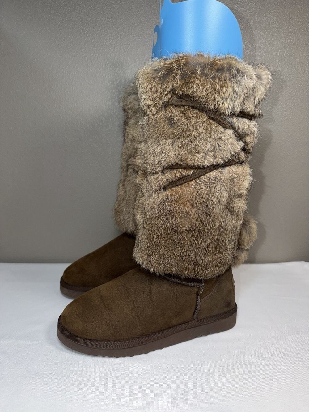 Kingdom Of Sheepskin KOS Tall Brown Sheepskin Shearling Style Shaggy Boots US 7